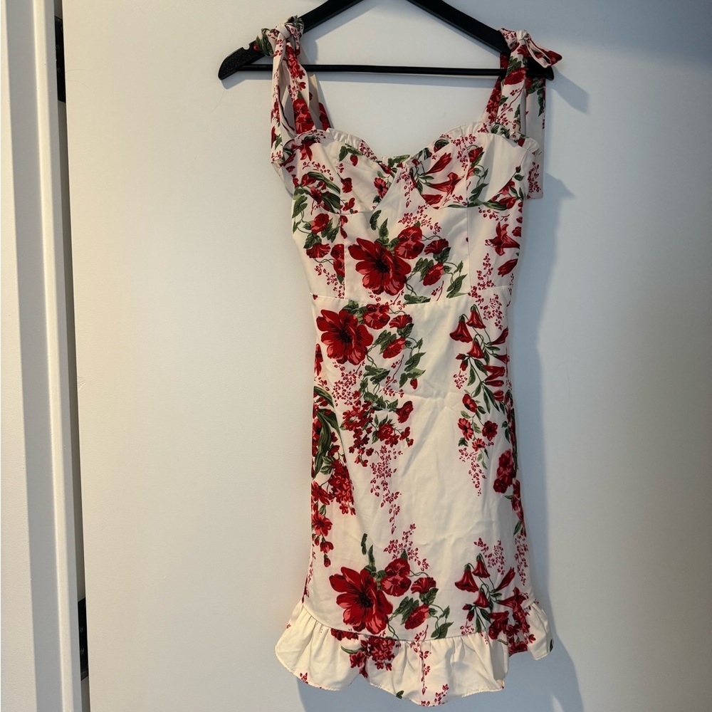Floral Ruffle Hem Mini Dress - Picture 3 of 6